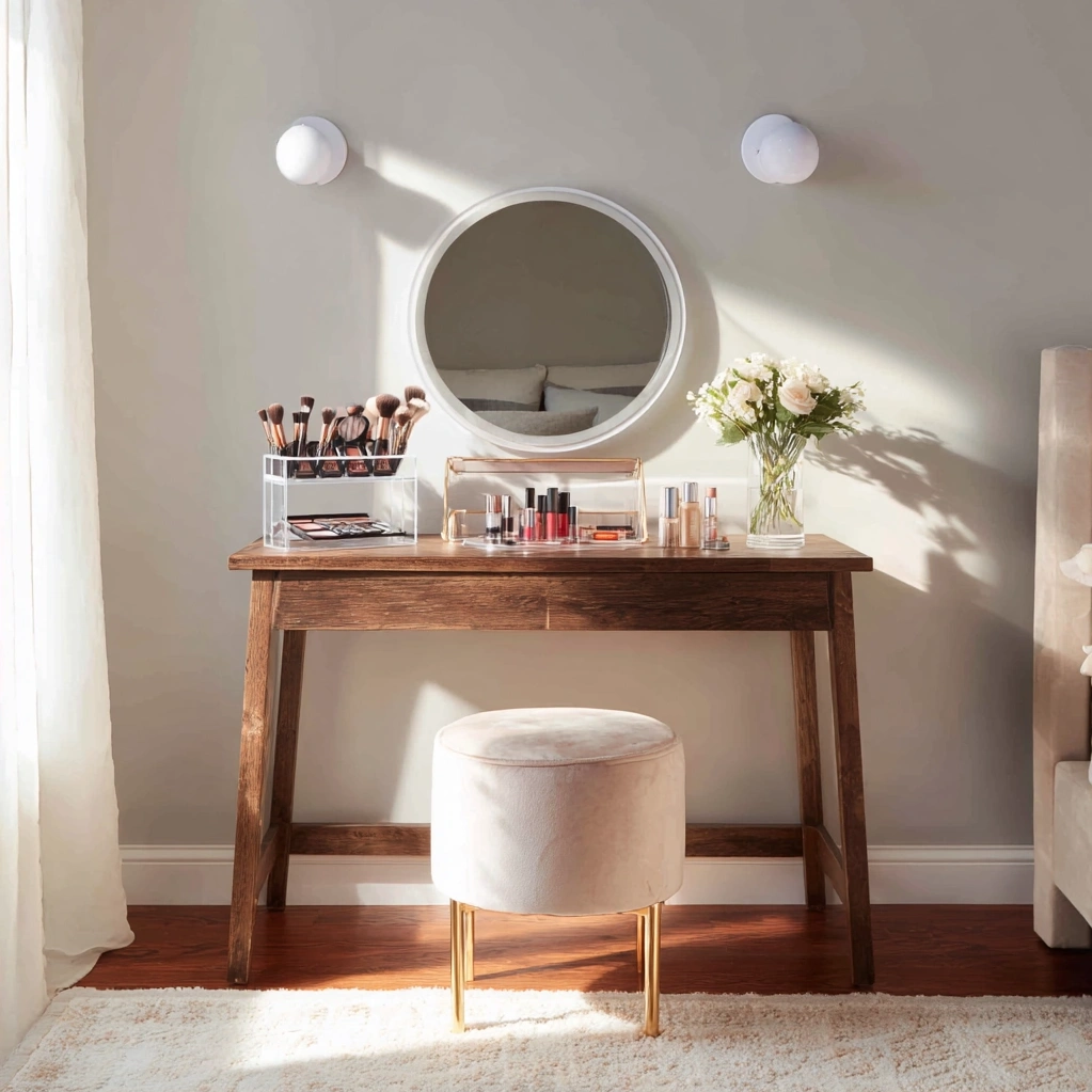 makeup vanity setup