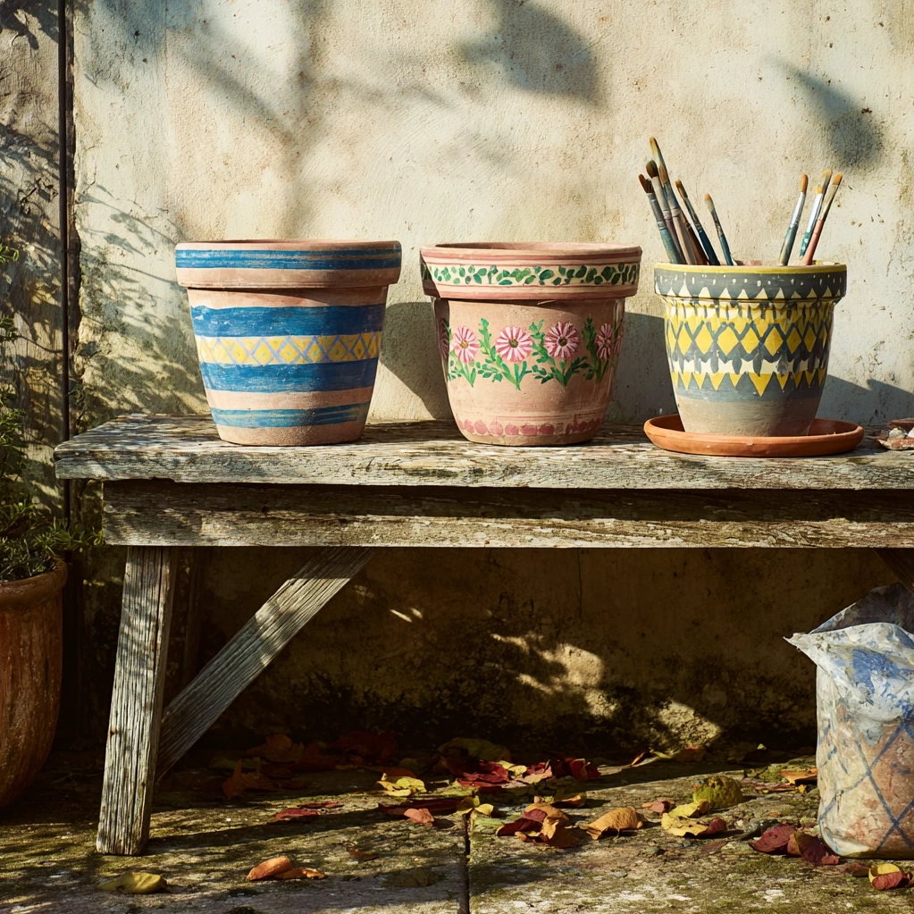 painted terracotta pots