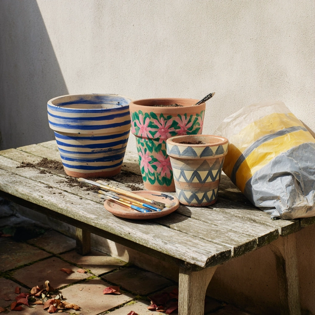 painted terracotta pots