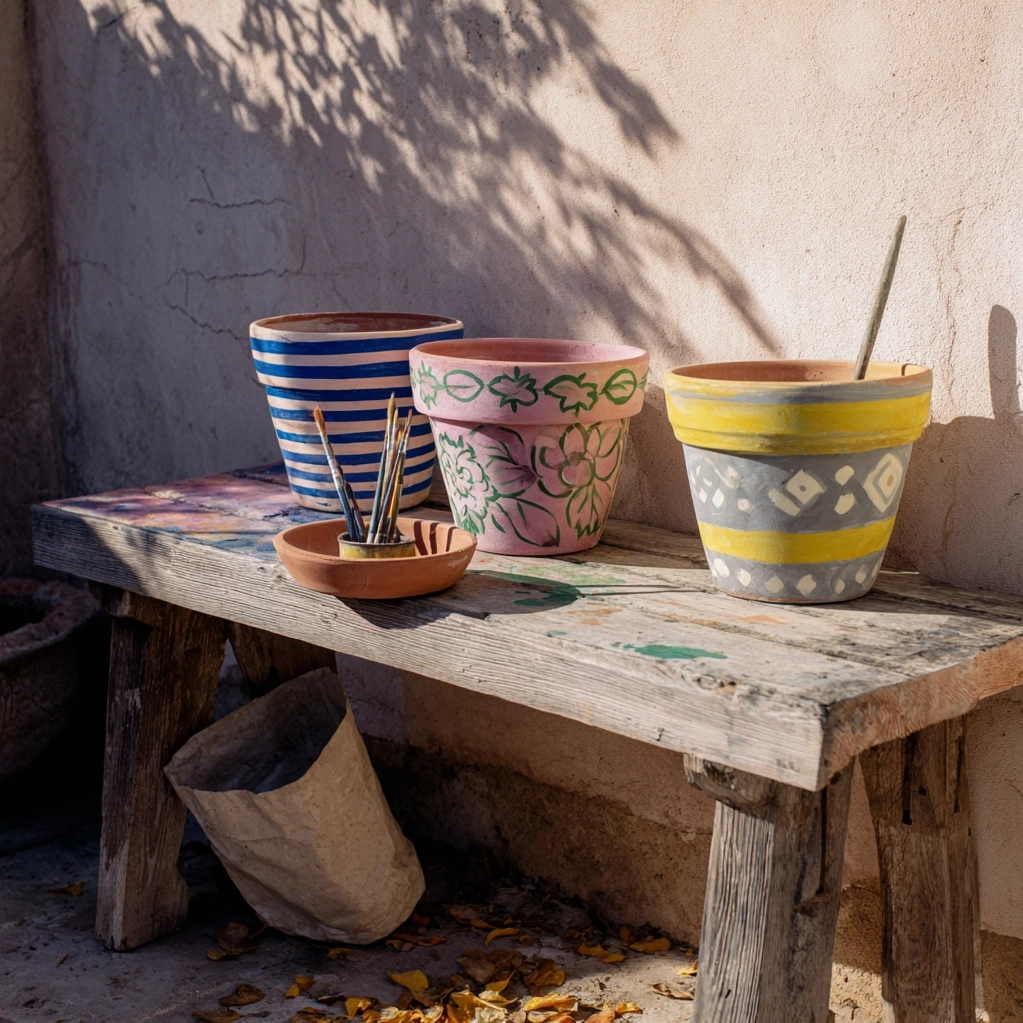 painted terracotta pots