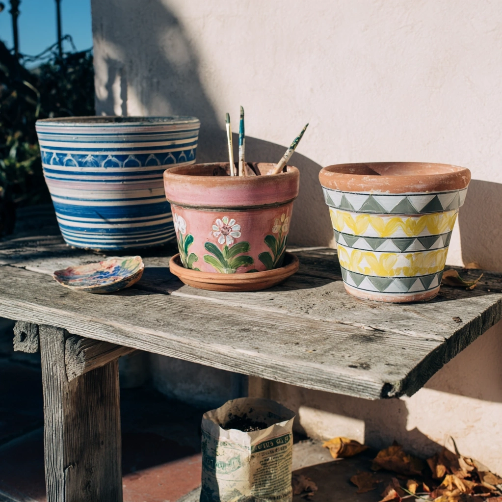 painted terracotta pots