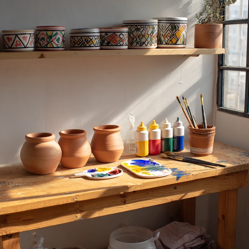 painting clay pots